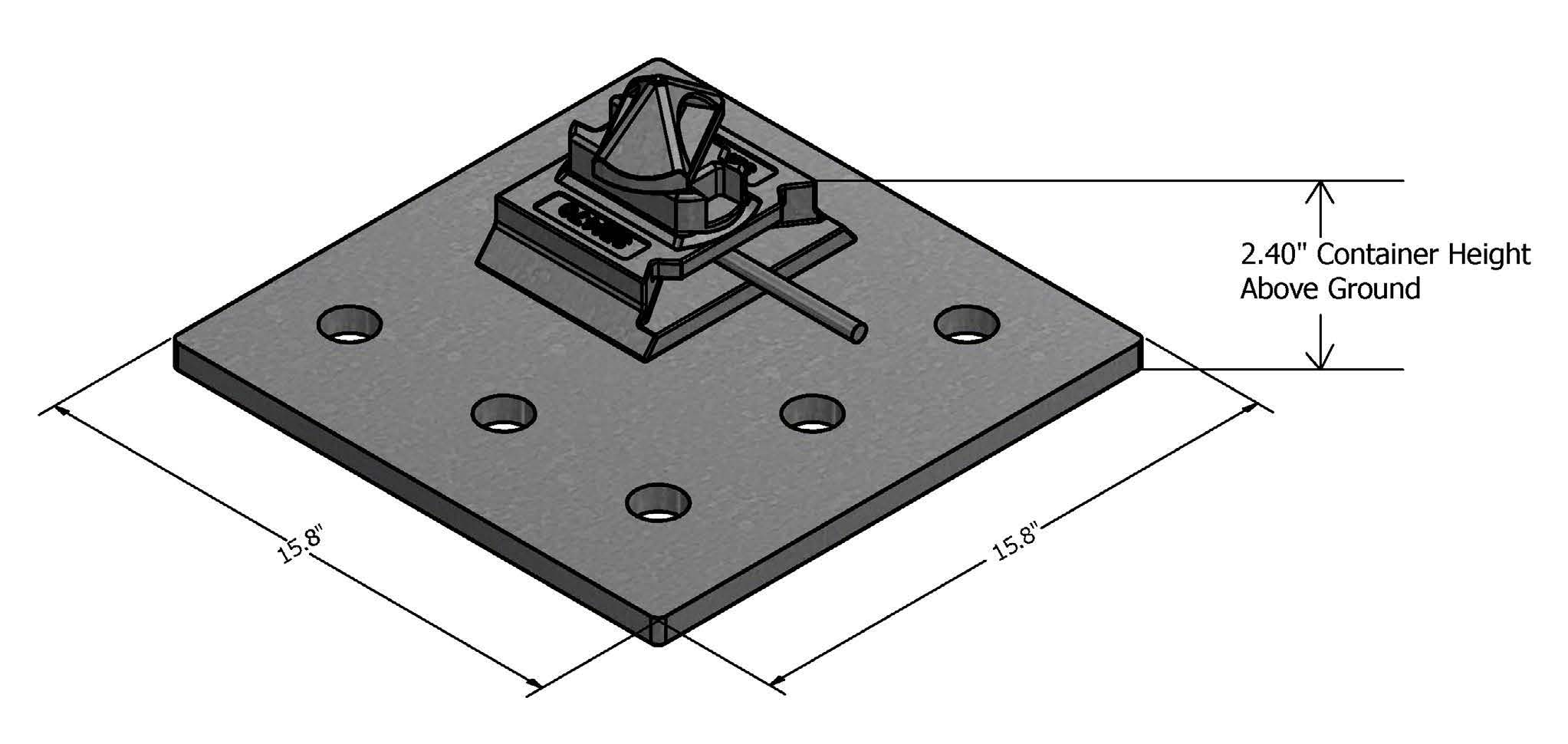 SB1470.CP.LH - Deck Mount with 3/4” Corner Plate, LH, 5 Hole