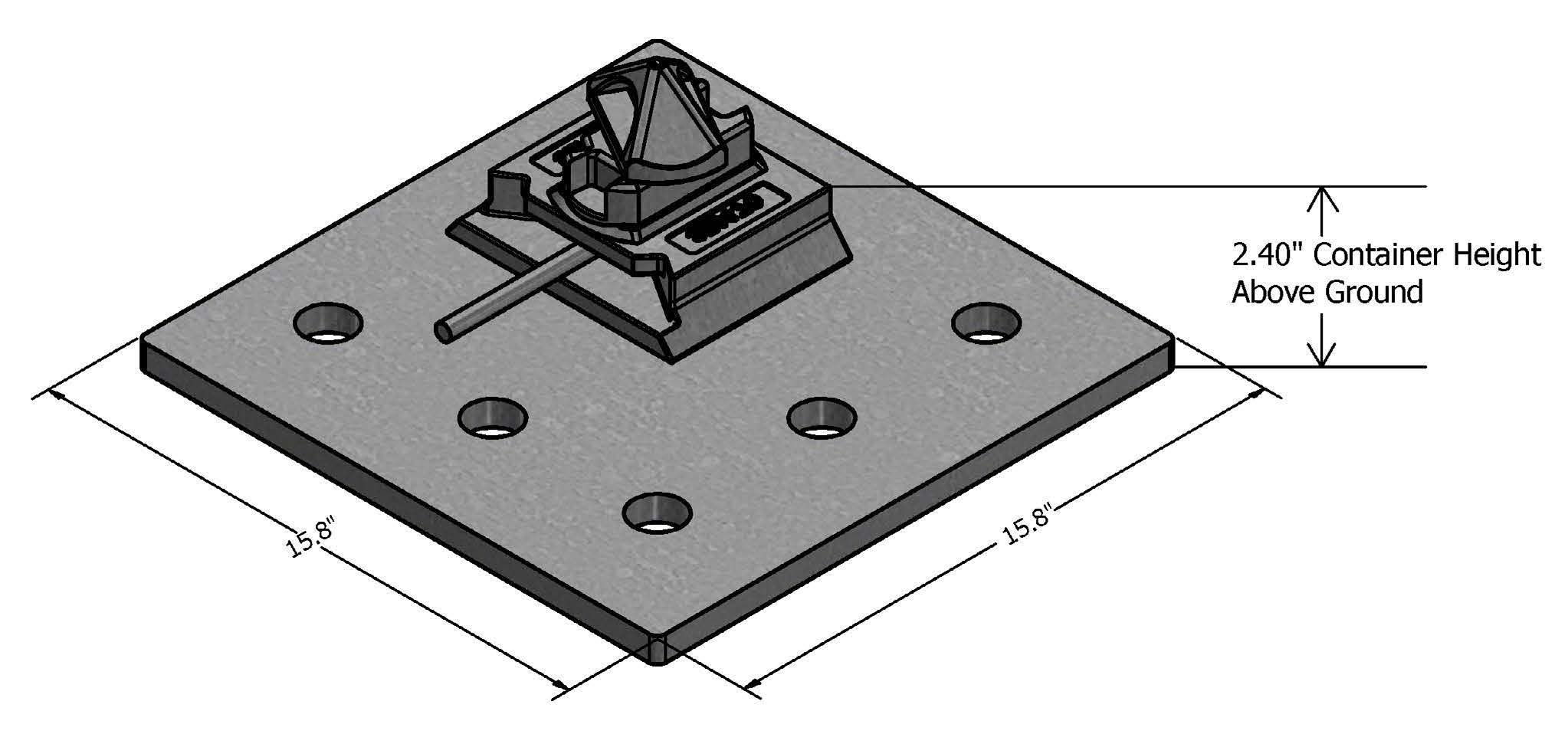 SB1470.CP.RH - Deck Mount with 3/4” Corner Plate, RH, 5 Hole