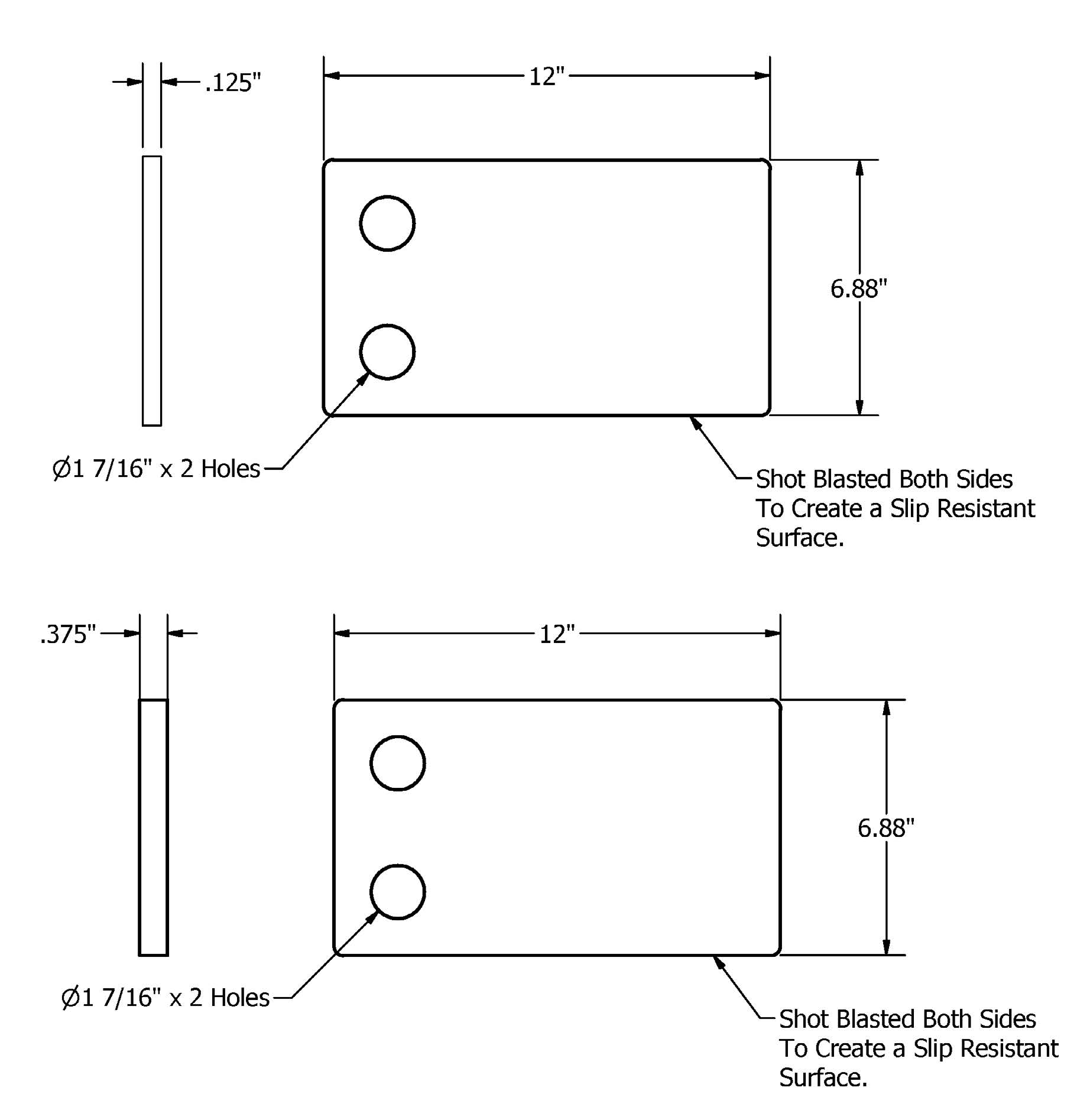 SB1470.SK2 - Deck Mount Plate Shim Kit, 2 Hole (2 each .125” and .375” shims per Kit)