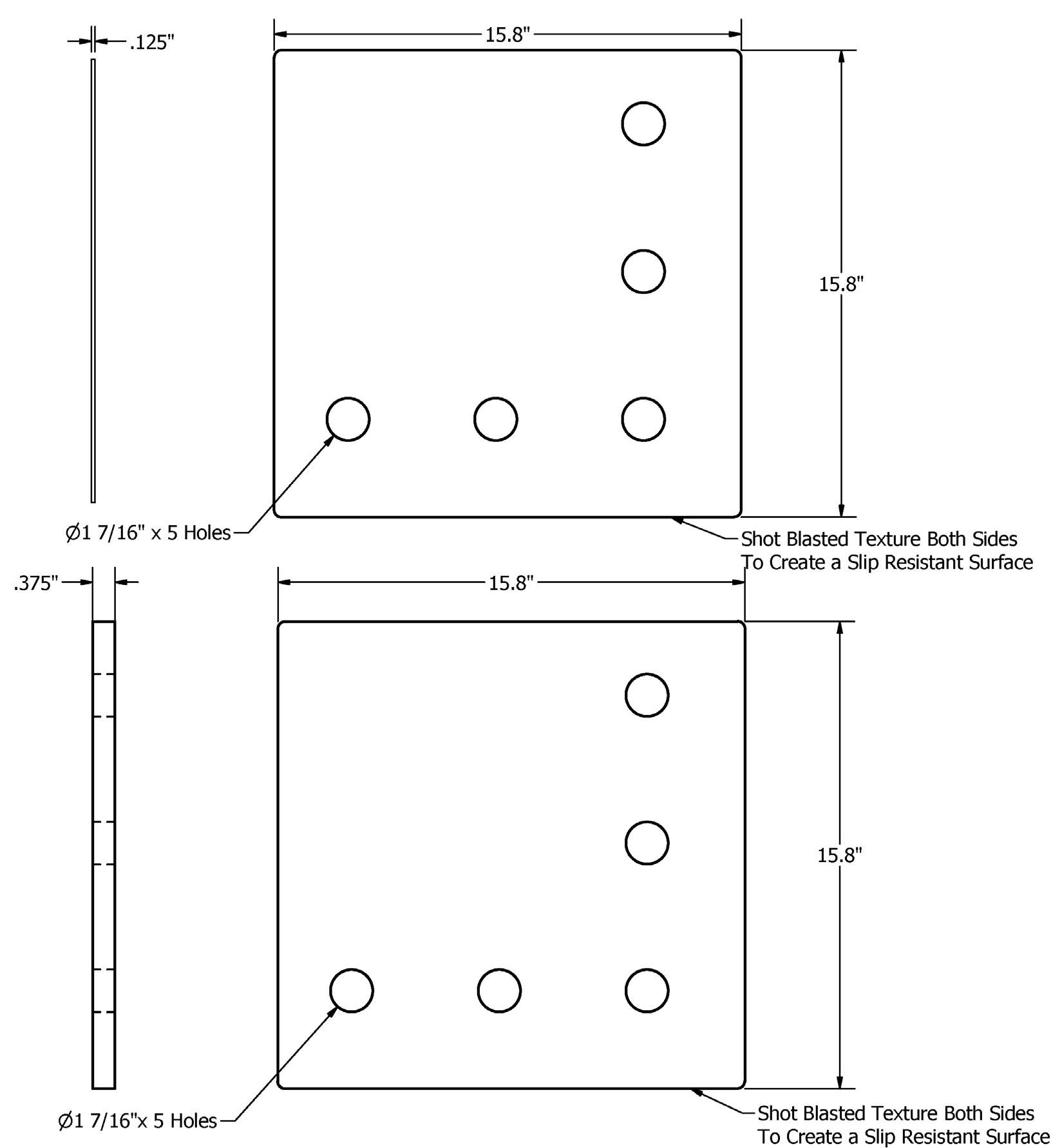 SB1470.SK5  - Deck Mount Plate Shim Kit, 5 Hole (2 each .125” and .375” shims per Kit)