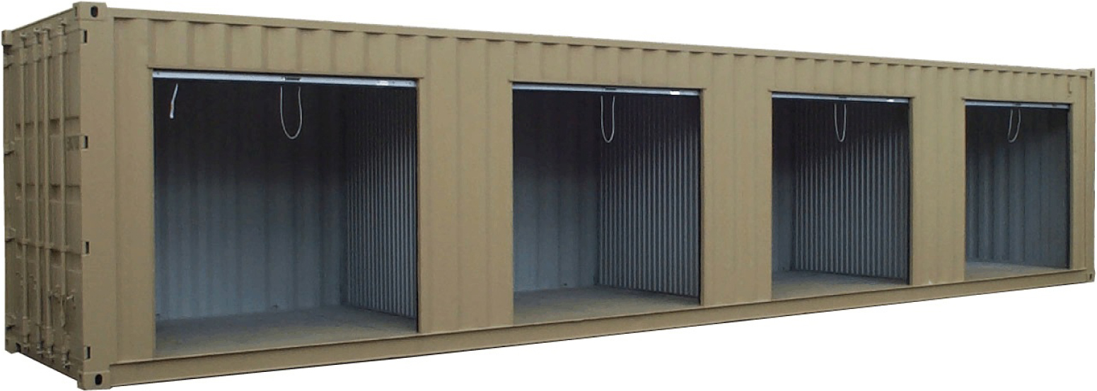 40’ x 8’6” Dry Freight ISO Container with Four Roll-Up Doors