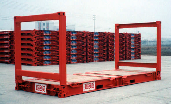 20’ ISO Flatrack Domino Type (5) with Open Glad Post End Frames