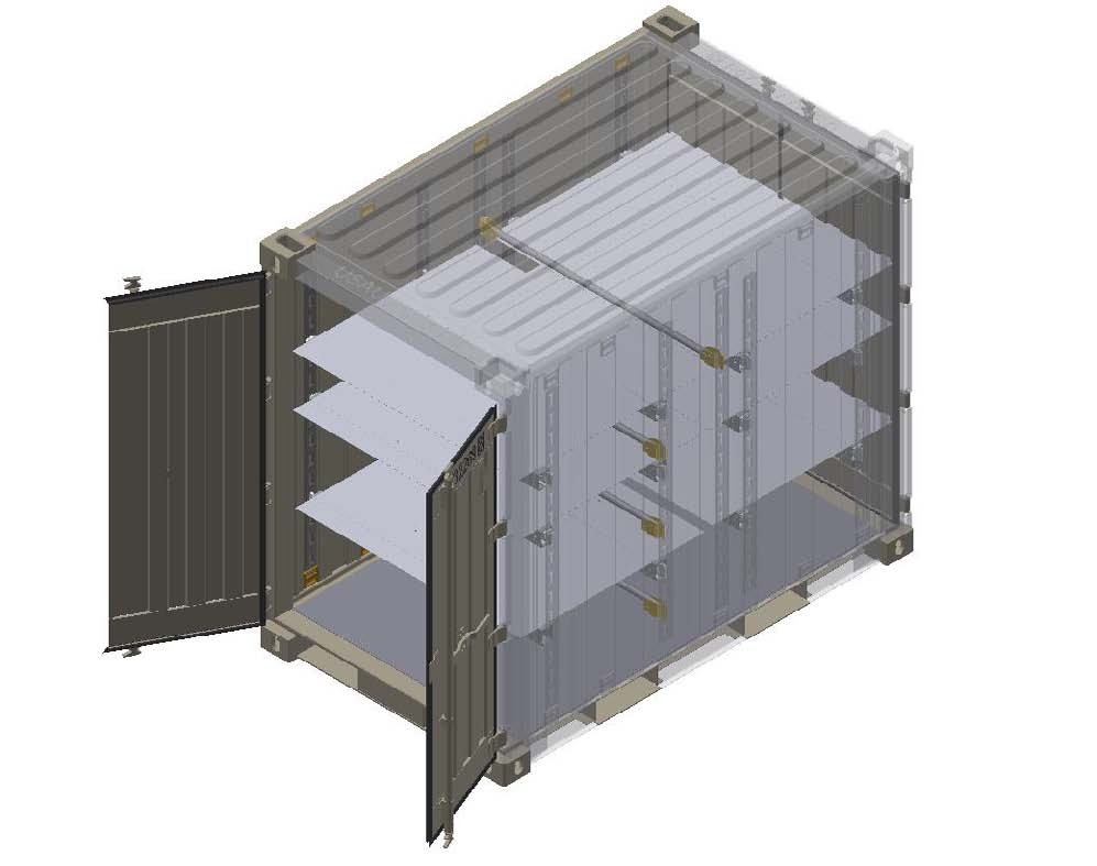 Quadcon ISO Container with 6 Adjustable Shelves