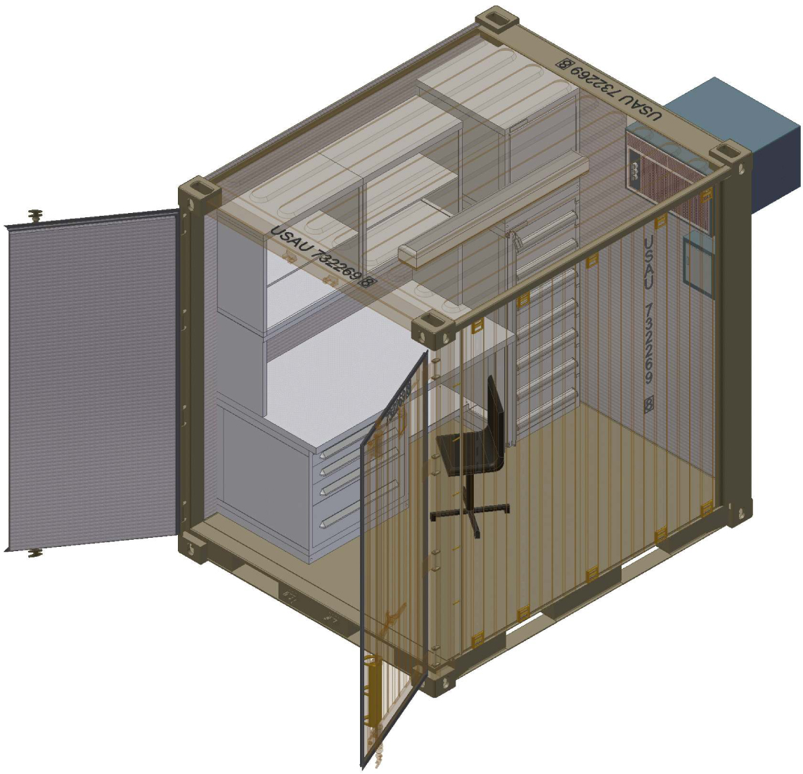 Tricon Type 1 ISO Containerized Shelter with Office Package - Configuration 1