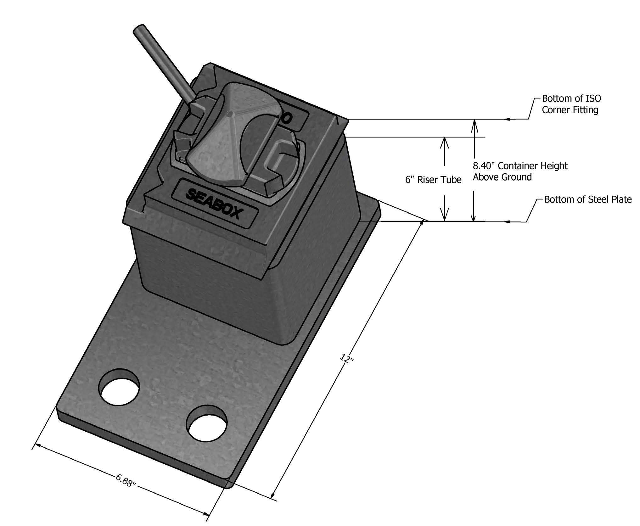 SB1470.RSP - Deck Mount Twistlock with Raised Side Plate, 2 Hole