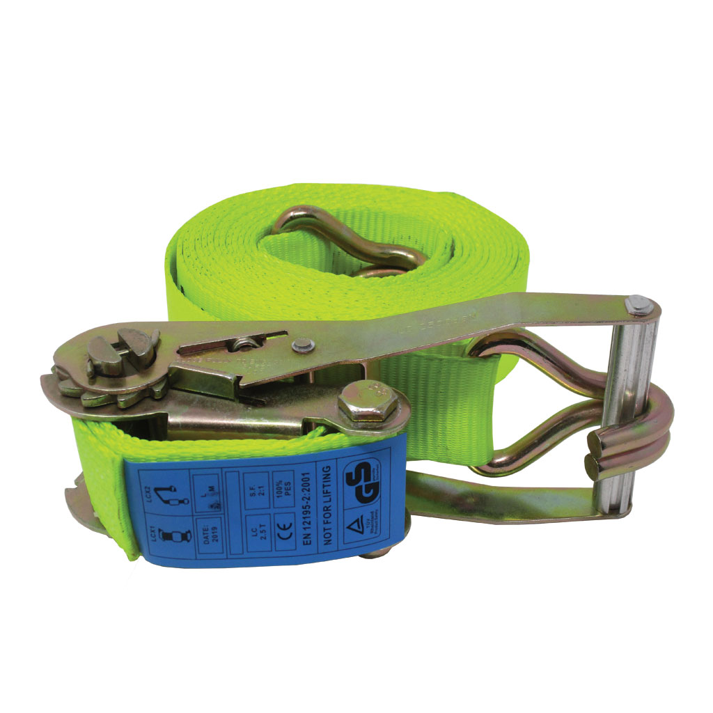 SB3401 - Heavy Duty Tie Down Strap, 18’L x 2”W, 5,511 lb. Load Limit, Ratchet with Steel J-Hook Cargo Tie Down End