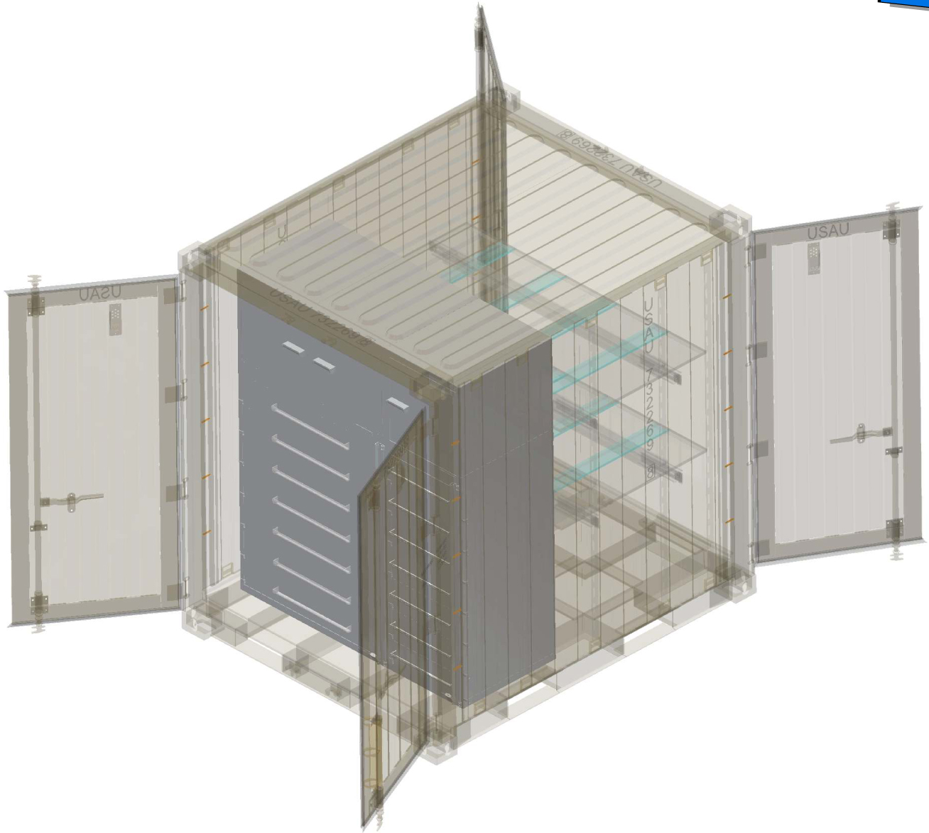 Tricon ISO Container (Type 2) with Cabinets and Shelf Halves