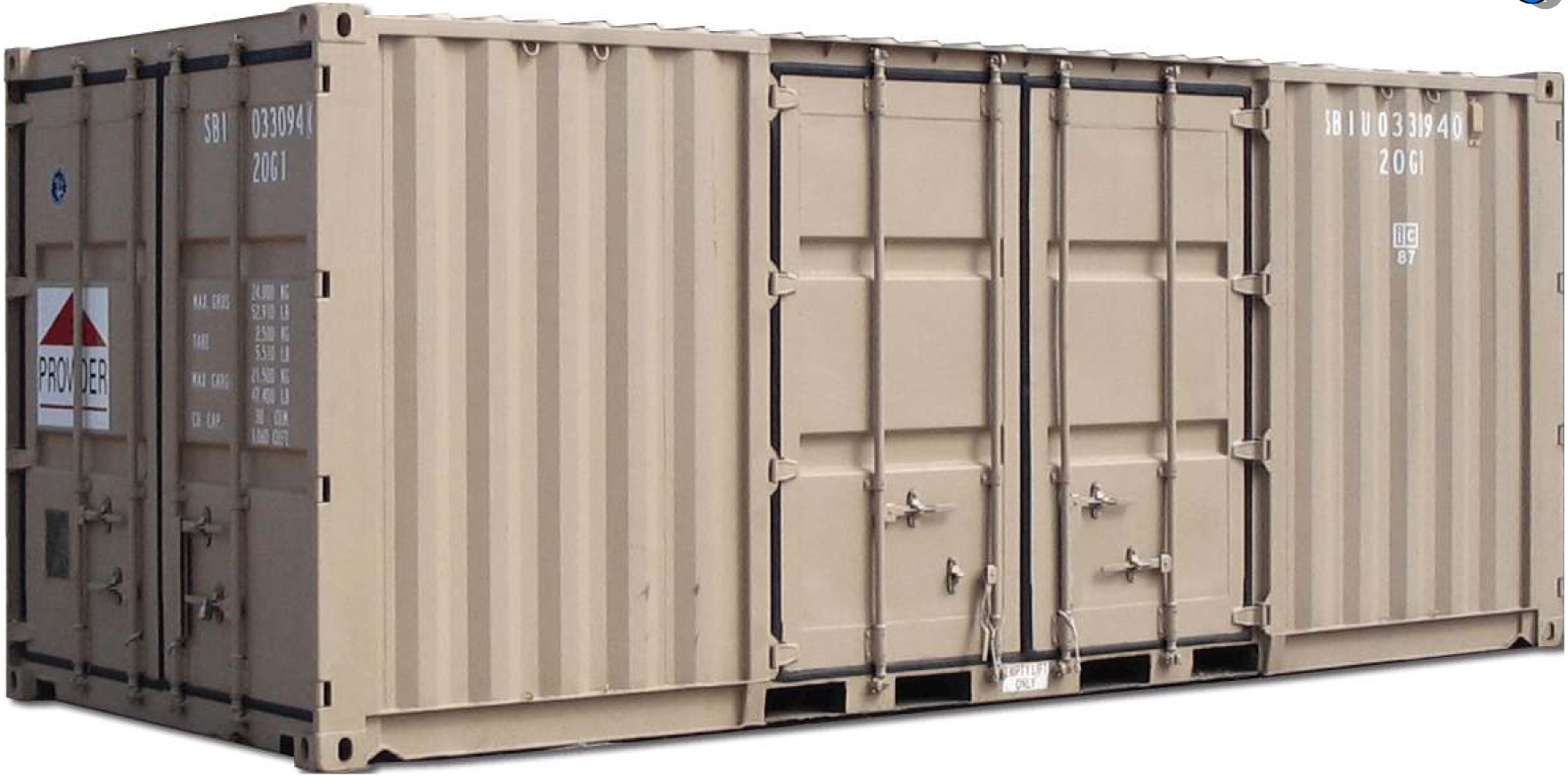 20’ x 8’6” Dry Freight ISO Container with Double Doors Both Ends and One Side